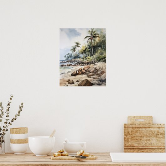 Strand Palm Trees Art Print Poster (Keuken)