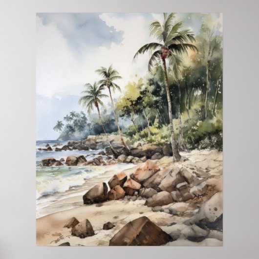 Strand Palm Trees Art Print Poster (Voorkant)
