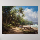 Strand Palm Trees Art Print Reisposter (Voorkant)