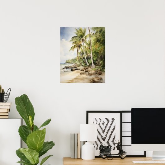 Strand Palm Trees Art Print Reisposter (Thuiskantoor)