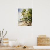 Strand Palm Trees Art Print Reisposter (Keuken)