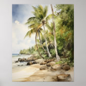 Strand Palm Trees Art Print Reisposter (Voorkant)
