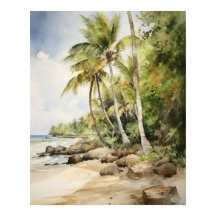 Strand Palm Trees Art Print Reisposter