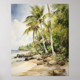 Strand Palm Trees Art Print Reisposter