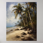 Strand Palm Trees Art Print Reisposter (Voorkant)