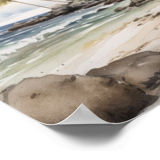 Strand Palm Trees Art Print Reisposter (Hoek)