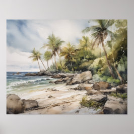 Strand Palm Trees Art Print Reisposter