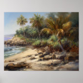 Strand Palm Trees Art Print Reisposter (Voorkant)