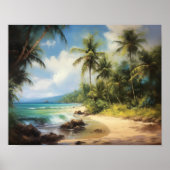 Strand Palm Trees Art Print Reisposter (Voorkant)