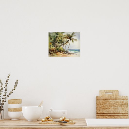 Strand Palm Trees Art Print Reisposter (Keuken)