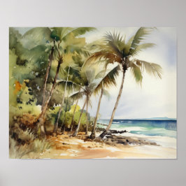 Strand Palm Trees Art Print Reisposter