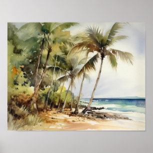 Strand Palm Trees Art Print Reisposter