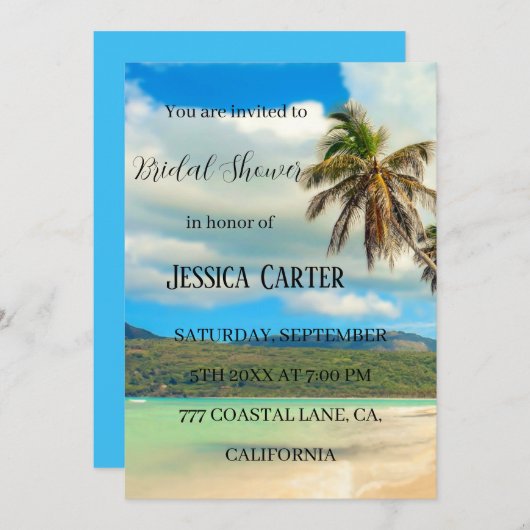 Strand Palm Trees Oceaan Tropisch Vrijgezellenfees Kaart (Voorkant / Achterkant)