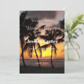 Strand Palm Trees Oceaan Tropisch Vrijgezellenfees Kaart (Staand voorkant)