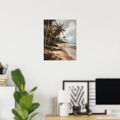 Strand Palm Trees Waterverf Art Print Poster (Thuiskantoor)