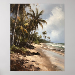 Strand Palm Trees Waterverf Art Print Poster