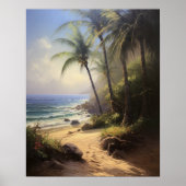 Strand Palm Trees Waterverf Art Print Poster (Voorkant)