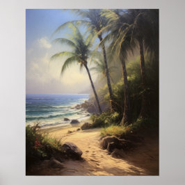 Strand Palm Trees Waterverf Art Print Poster