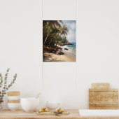 Strand Palm Trees Waterverf Art Print Poster (Keuken)