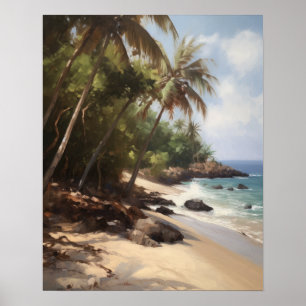 Strand Palm Trees Waterverf Art Print Poster