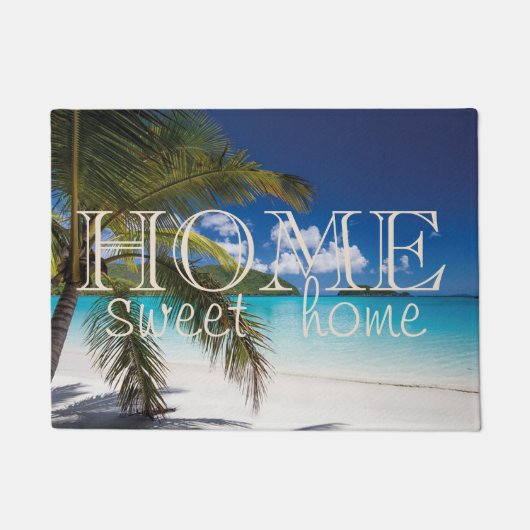 Strand, Palm, Zand, Thuis is het Beste Deurmat (Voorkant)