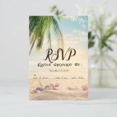 Strand,Palm, Zeester,Schelp RSVP Uitnodiging (Staand voorkant)
