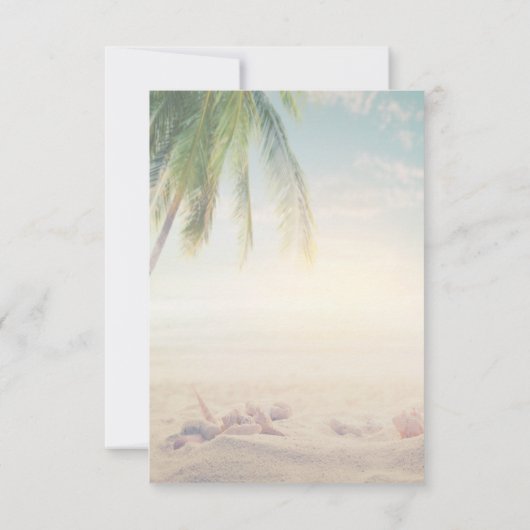 Strand,Palm, Zeester,Schelp RSVP Uitnodiging (Achterkant)