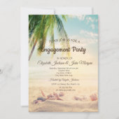 Strand, Palm, Zeester, Schelp Verlovingsring Kaart (Voorkant)