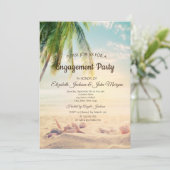 Strand, Palm, Zeester, Schelp Verlovingsring Kaart (Staand voorkant)