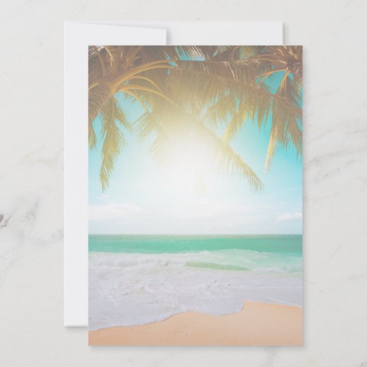 Strand,Palm,Zon,Snaar Licht Script Ontvangst Kaart (Achterkant)