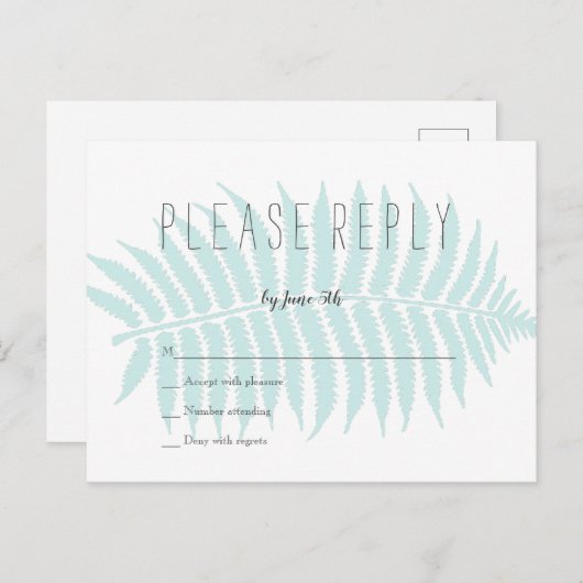 Strand palmblad bruiloft rsvp briefkaarten (Voorkant / Achterkant)