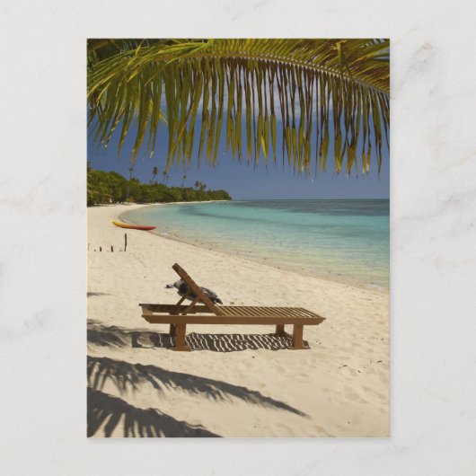 Strand, palmbomen en ligstoel briefkaart (Voorkant)