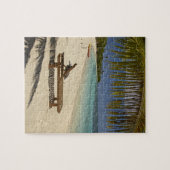 Strand, palmbomen en ligstoel legpuzzel (Horizontaal)
