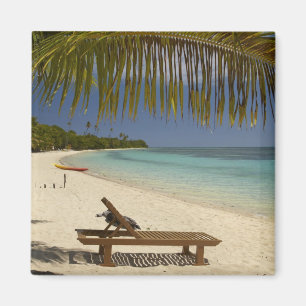 Strand, palmbomen en ligstoel magneet