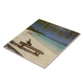Strand, palmbomen en ligstoel tegeltje (Zijkant)
