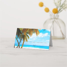 Strand, Palmbomen, Ocean Wedding Place Card Plaatskaartje