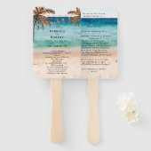Strand palmbomen tropische bruiloft programma fans handwaaier (Voorkant en achterkant)