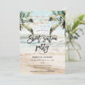 strand palmbomen tropische zoete 16 uitnodiging (Staand voorkant)