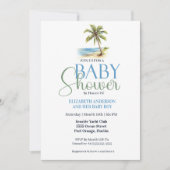 Strand Palmboom Jongens Baby Shower Kaart (Voorkant)