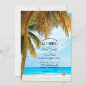 Strand Palmboom Ocean Bestemming Trouwen Kaart (Voorkant)