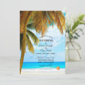 Strand Palmboom Ocean Bestemming Trouwen Kaart (Staand voorkant)