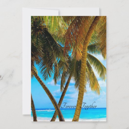 Strand Palmboom Ocean Bestemming Trouwen Kaart (Achterkant)