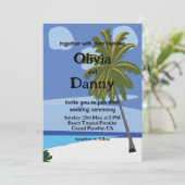 Strand Palmboom Zomer Tropisch Strand Bruiloft Kaart (Staand voorkant)