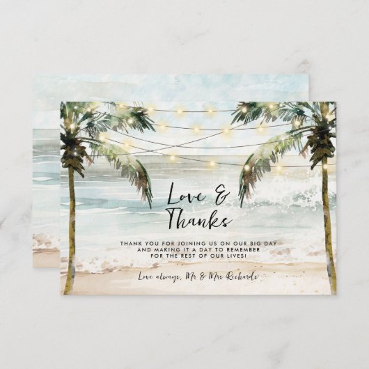 Strand palmen liefde en bedankt tropisch (Voorkant / Achterkant)