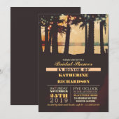 Strand Palmen Zonsondergang Bruids Douche Uitnodig Kaart (Voorkant / Achterkant)