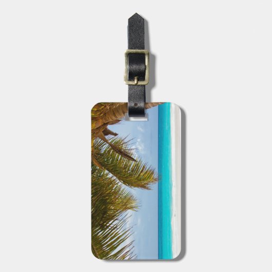 strand palmtakken bomen tropisch eiland zand zee bagagelabel (Voorkant verticaal)
