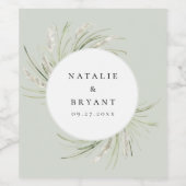 Strand Pampagras Lijst Bruiloft Wijn Etiket (Enkel label)