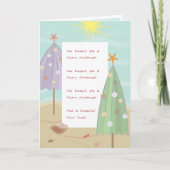 STRAND PARAPLU KERSTBOMEN VAKANTIE KAART (Voorkant)