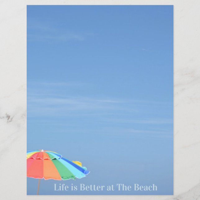 Strand Paraplu Life is Beter Blauw Scrapbook papie (Voorkant)
