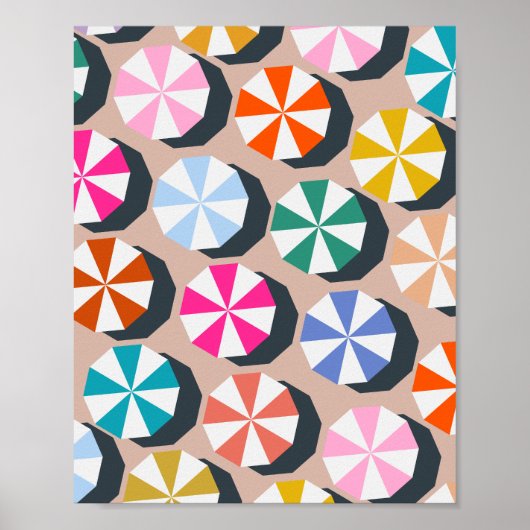 Strand Paraplu's Zomer Kust Poster (Voorkant)